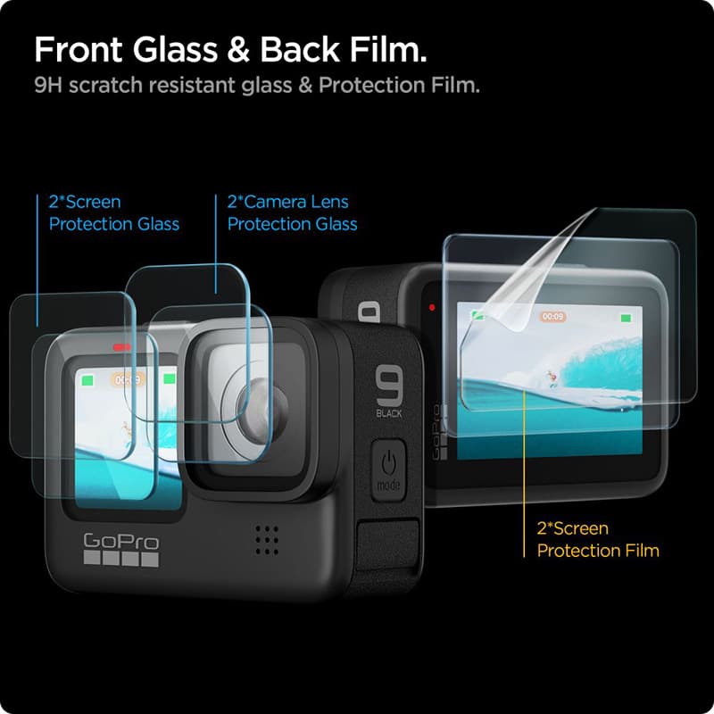 Spigen Glas.TR Slim + Film 2-Set - Glass and film set for GoPro Hero 12 / 11 / 10 / 9 (2 sets) 2
