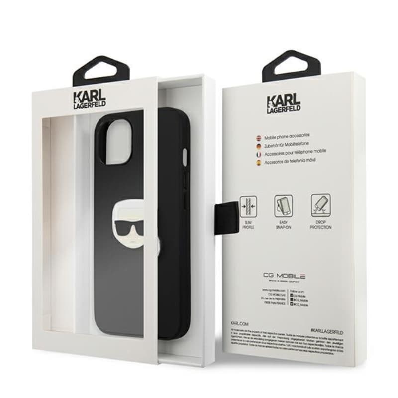 Karl Lagerfeld PU Leather Karl's Head Metal - Case for iPhone 13 mini (Black) 8