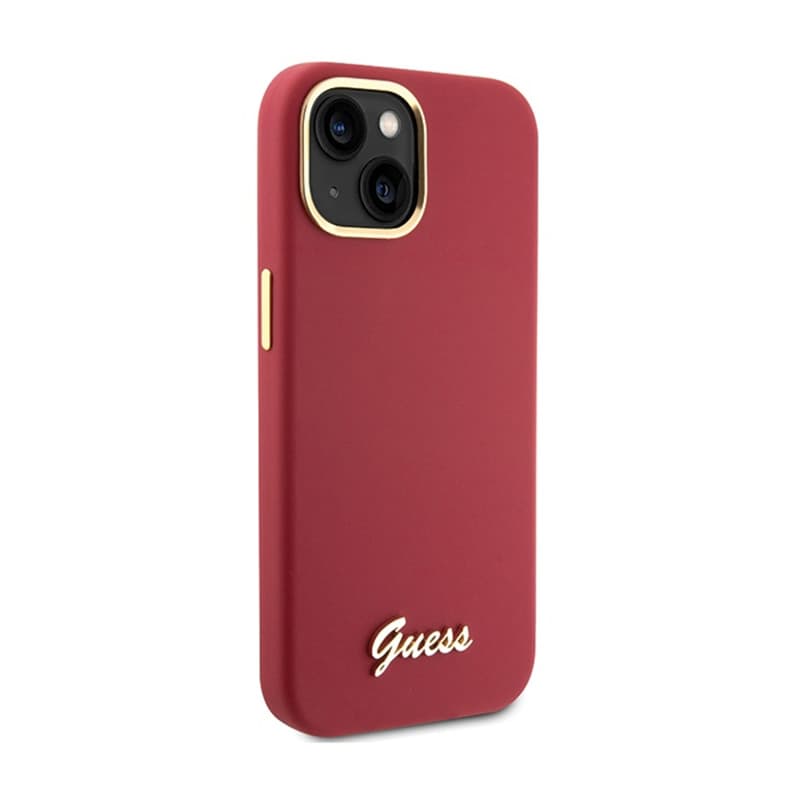 Guess Silicone Script Metal Logo & Frame - iPhone 15 Case (magenta) 4