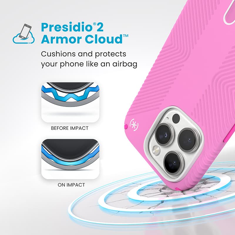 Speck Presidio2 Grip ClickLock & MagSafe - iPhone 16 Pro Case (True Pink / Shocking Pink / White) 4