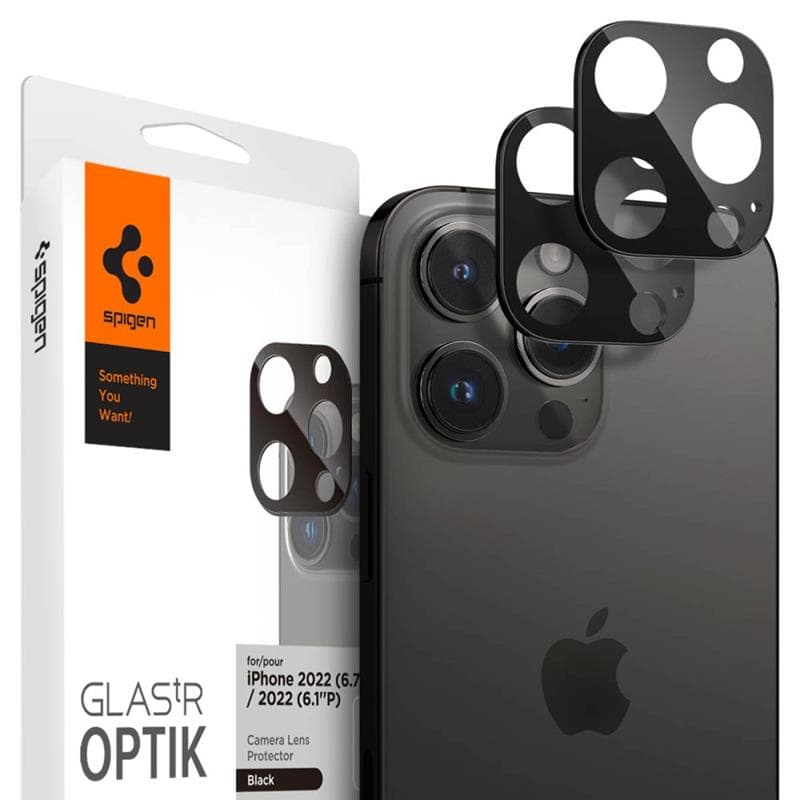 Spigen Optik.TR Camera Lens Protector 2-Pack - Lens protection glass for iPhone 16 Pro / 16 Pro Max / 15 Pro / 15 Pro Max / 14 Pro / 14 Pro Max (Black)