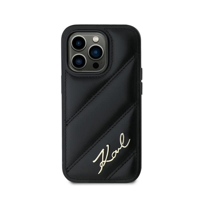 Karl Lagerfeld Diagonal Quilted Script - Case for iPhone 14 Pro (Black) 2