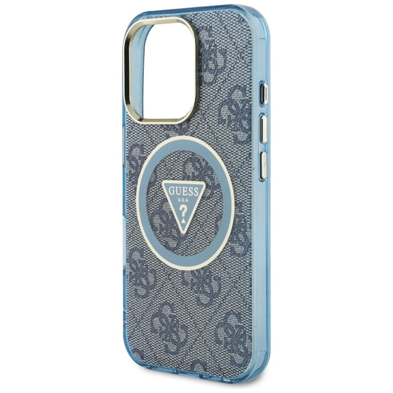 Guess IML Metal Glitter 4G Circle Triangle MagSafe - Case for iPhone 16 Pro (blue) 6