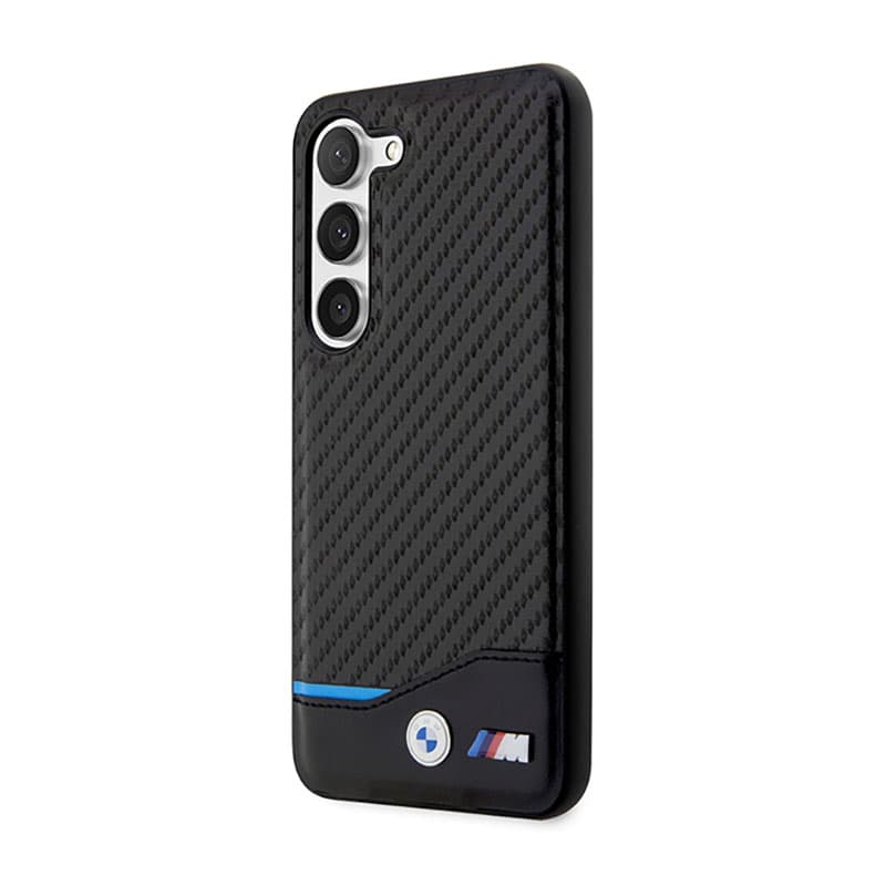 BMW Leather Carbon Blue Line - Case for Samsung Galaxy S23+ (Black) 2