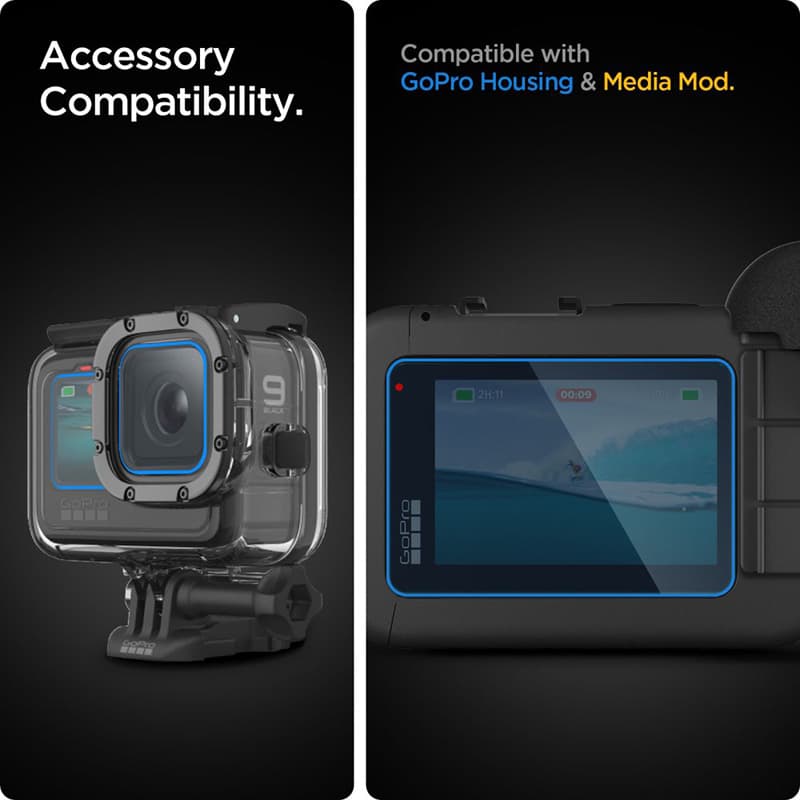 Spigen Glas.TR Slim + Film 2-Set - Glass and film set for GoPro Hero 12 / 11 / 10 / 9 (2 sets) 3