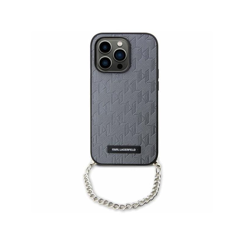 Karl Lagerfeld Saffiano Monogram Chain - Case for iPhone 14 (Silver) 1