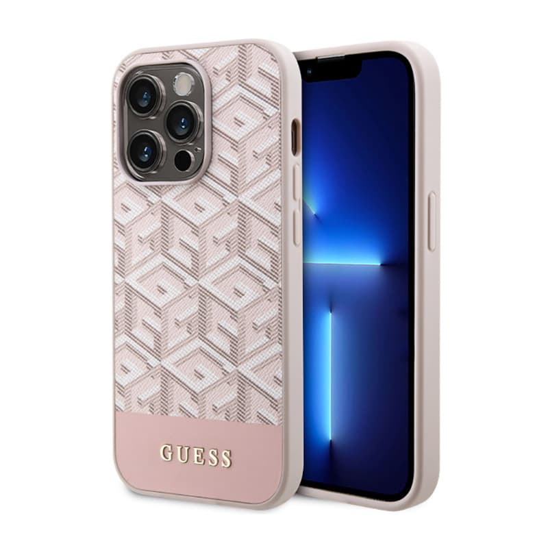 Guess GCube Stripes MagSafe - Case for iPhone 14 Pro (Pink)