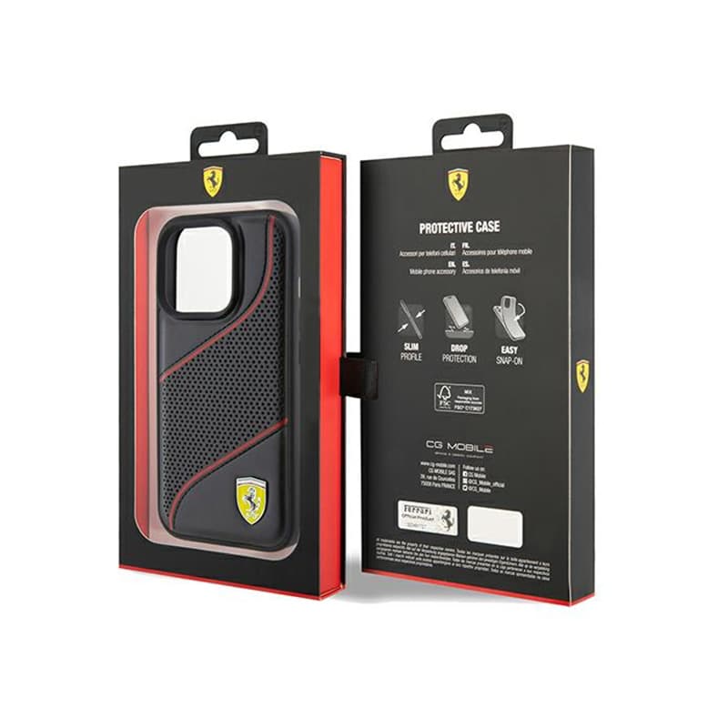 Ferrari Perforated Waves Metal Logo - iPhone 15 Pro Case (black) 8