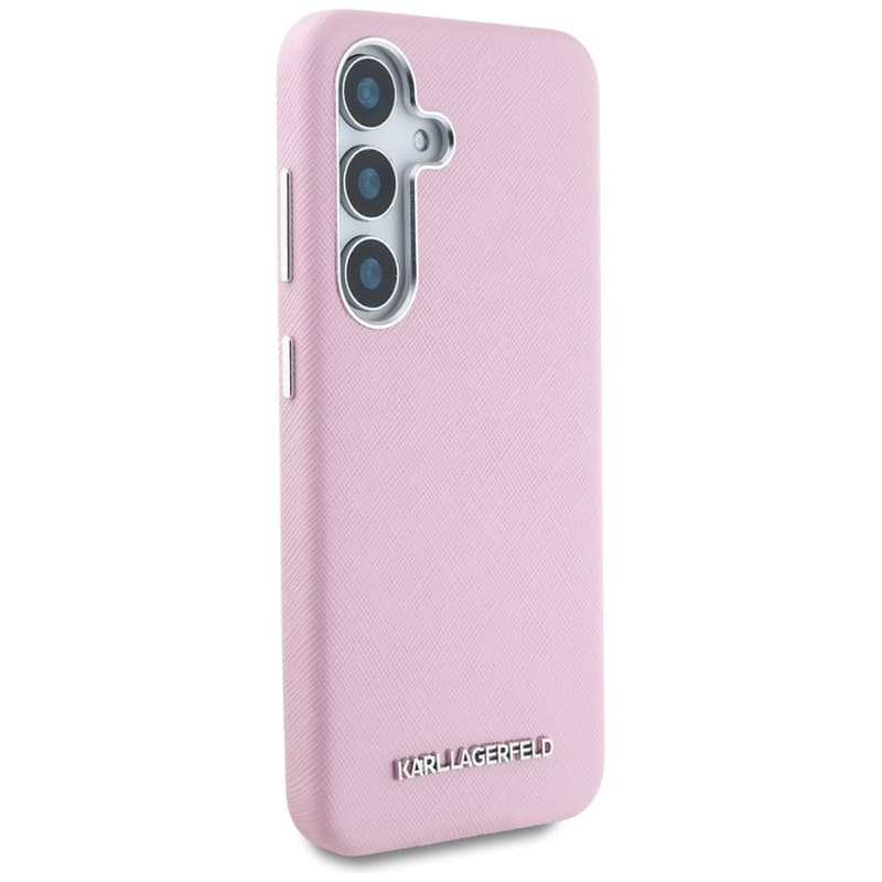 Karl Lagerfeld Saffiano Full Wrapped Elongated Metal Logo MagSafe - Case for Samsung Galaxy S25+ (pink) 4