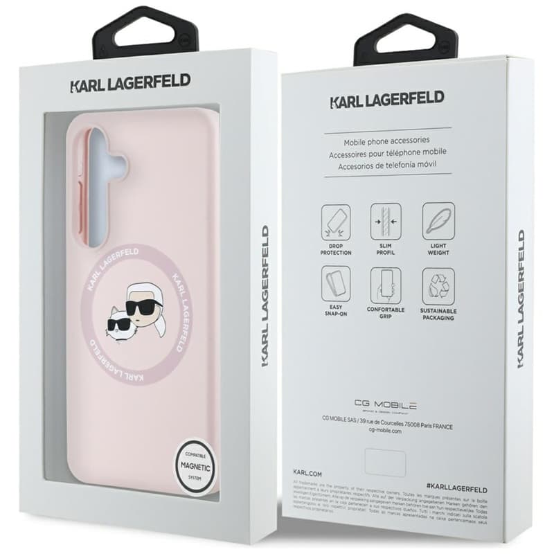 Karl Lagerfeld Silicone Double Heads And Circle MagSafe - Case for Samsung Galaxy S25 (Pink) 8