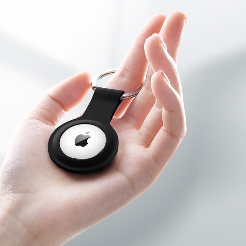 Crong Silicone Case with Key Ring – Protective keychain case for Apple AirTag 1/2 (black) 5