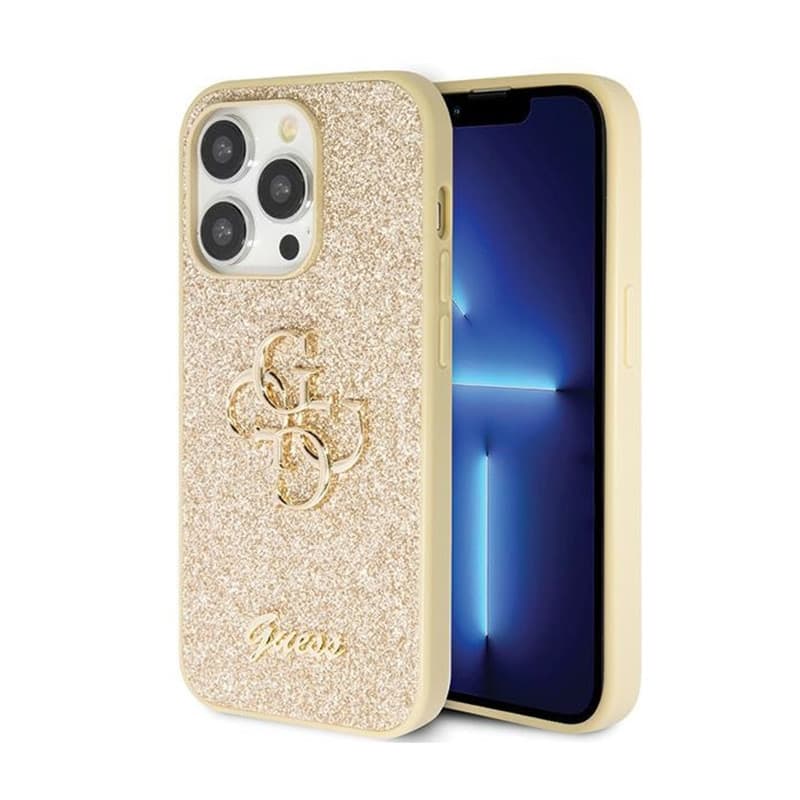 Guess Glitter Script Big 4G - Case for iPhone 14 Pro (Gold) 1