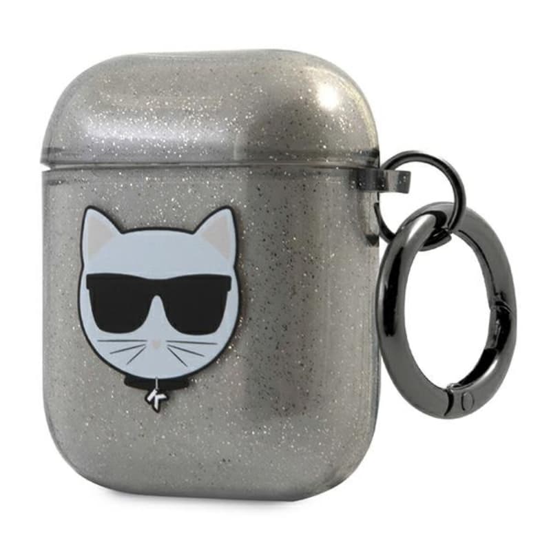 Karl Lagerfeld Choupette Head Glitter - Case for Airpods (black) 3