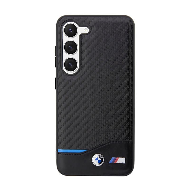 BMW Leather Carbon Blue Line - Case for Samsung Galaxy S23+ (Black) 3