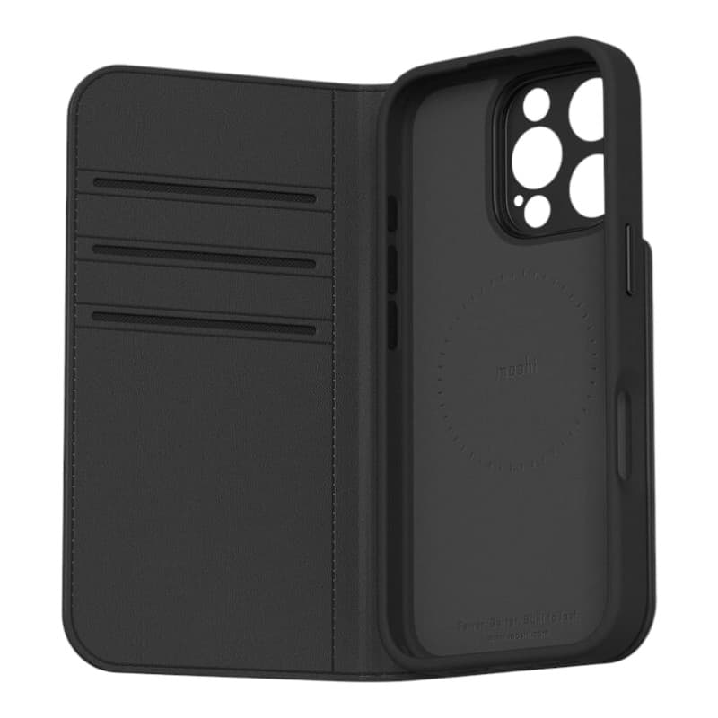 Moshi Overture MagSafe - 3-in-1 Leather Flip Case for iPhone 16 Pro Max (Charcoal Black) 3