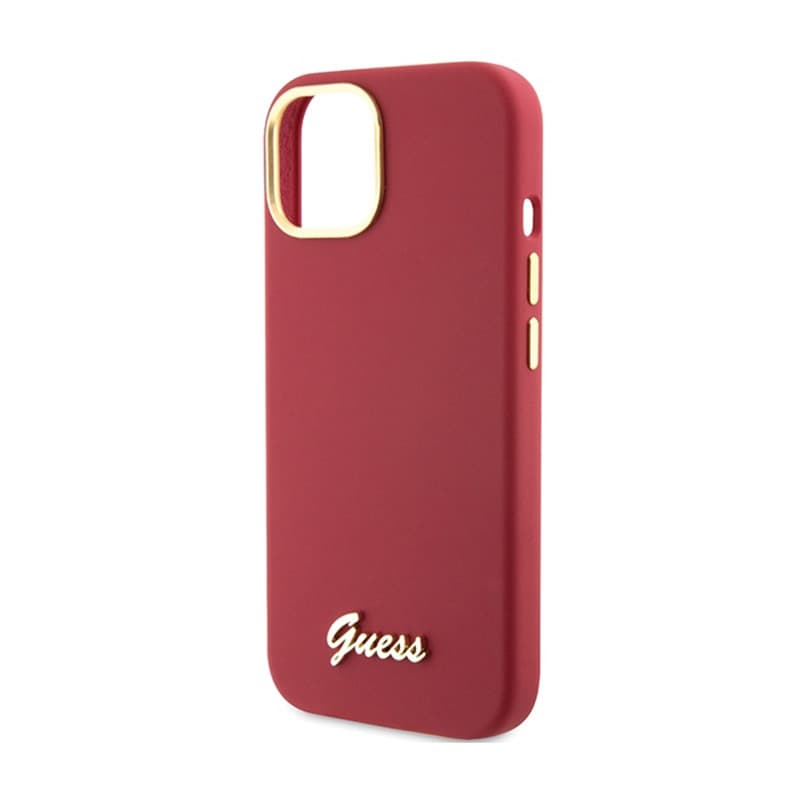 Guess Silicone Script Metal Logo & Frame - iPhone 15 Case (magenta) 6