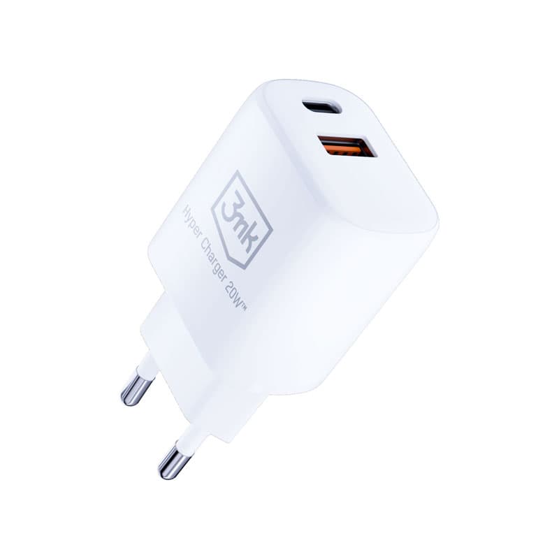 3mk Hyper Charger - USB-A QC 3.0 + USB-C PD 20W mains charger (White) 4