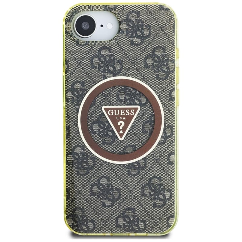 Guess IML Metal Glitter 4G Circle Triangle MagSafe - Case for iPhone 16e (brown) 3