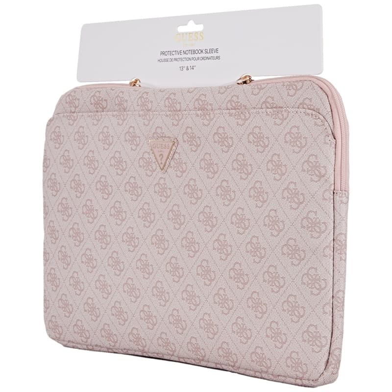 Guess 4G Zipper Pocket Triangle Logo Sleeve - Laptop Sleeve 14" (pink) 4