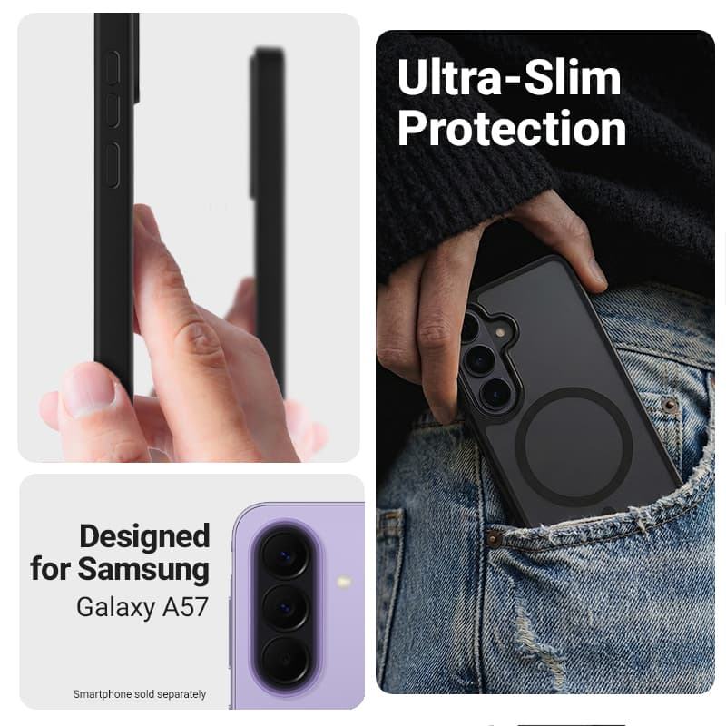 Crong Hybrid Matte Magnetic - MagSafe Case Samsung Galaxy A57 (Black) 2