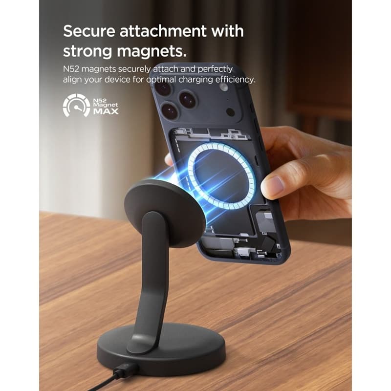 Spigen EF151MS Essential - MagSafe 15W Wireless Charger (Black) 5