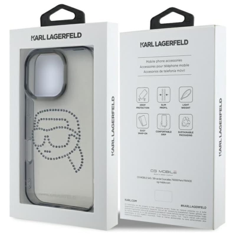 Karl Lagerfeld IML Rhinestones Karl Head - Case for iPhone 16 Pro Max (black) 8
