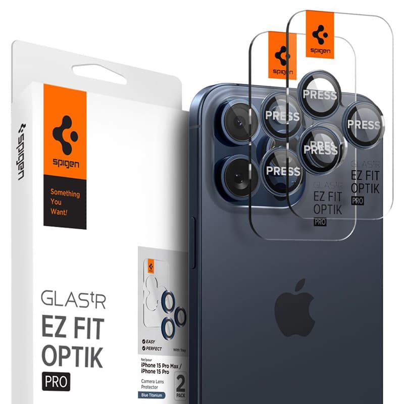 Spigen Optik Pro GLAS.TR EZ Fit Camera Protector 2-Pack - Lens protection glass for iPhone 15 Pro / iPhone 15 Pro Max / iPhone 14 Pro / iPhone 14 Pro Max (2 pcs
