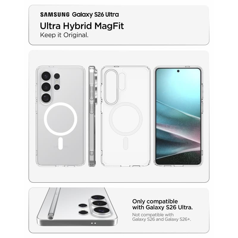 Spigen Ultra Hybrid Mag MagSafe - Case for Samsung Galaxy S26 Ultra (Clear/White) 7