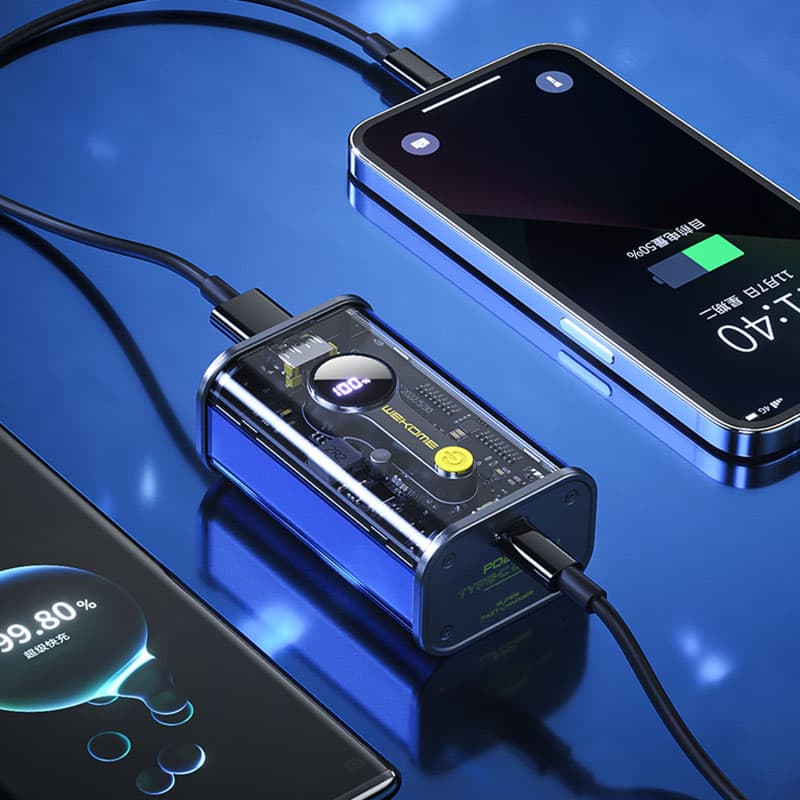 WEKOME WP-333 Vanguard Series - Power bank 10000 mAh Super Charging PD 20W + QC 22.5W (Black / Transparent) 7