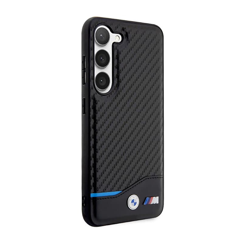 BMW Leather Carbon Blue Line - Case for Samsung Galaxy S23+ (Black) 4