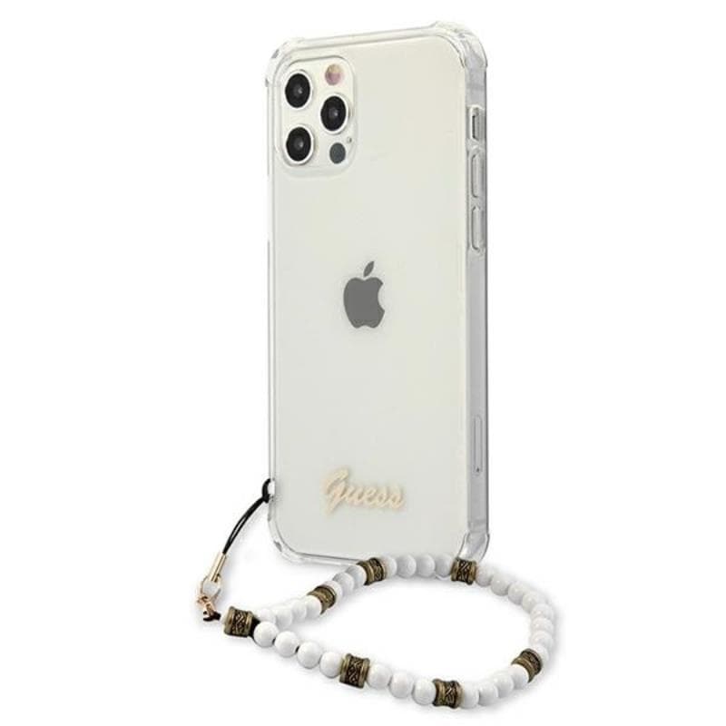 Guess White Pearl Strap - Case iPhone 12 / iPhone 12 Pro (Clear) 2