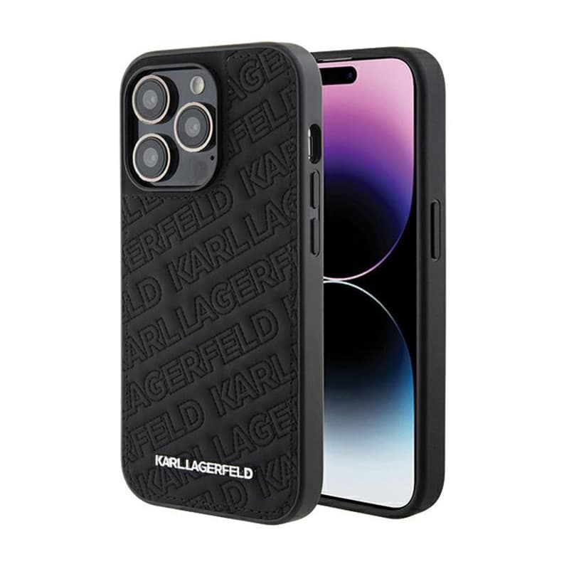 Karl Lagerfeld Quilted K Pattern - iPhone 15 Pro Case (Black) 1