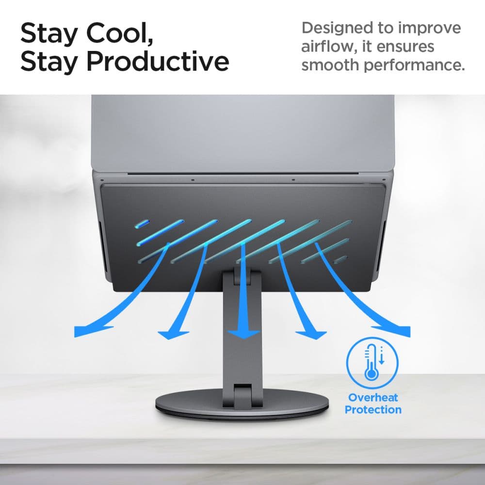 Spigen LD204H Laptop Stand Hub - Laptop Stand with 6-in-1 Hub (Space Grey) 8
