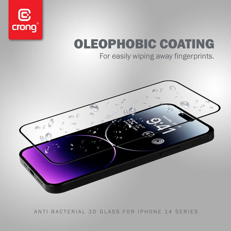 Crong Anti-Bacterial 3D Armor Glass - 9H Tempered Glass for the Full Screen iPhone 14 Pro Max + Installation Frame 7