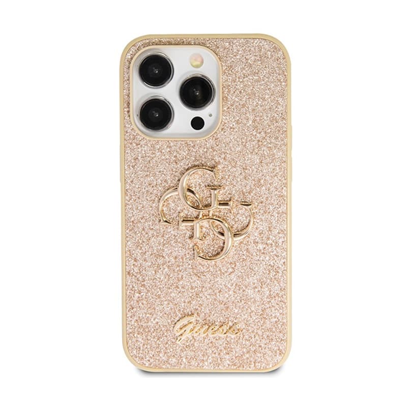 Guess Glitter Script Big 4G - Case for iPhone 14 Pro (Gold) 3