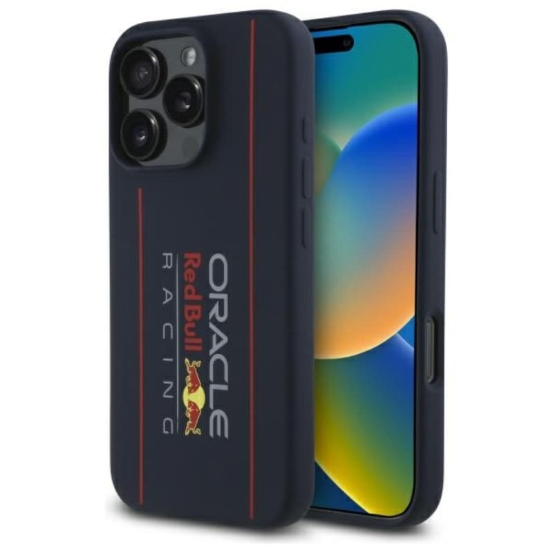 Red Bull Silicone Vertical Logo MagSafe - iPhone 16 Pro Case (Navy Blue)