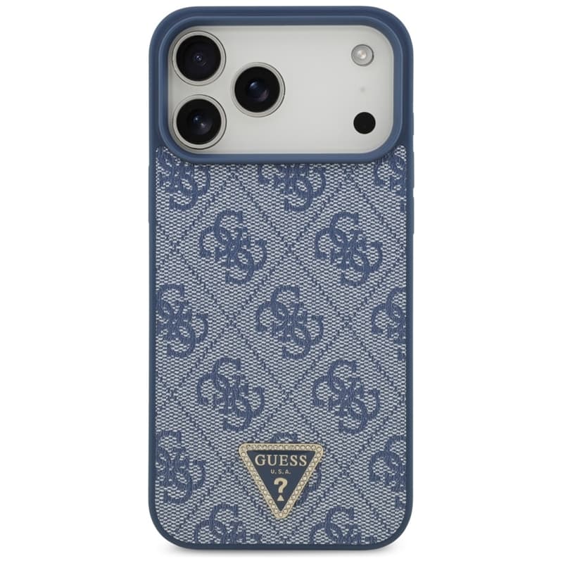Guess Leather 4G Triangle Strass MagSafe - Case iPhone 17 Pro Max (Blue) 3