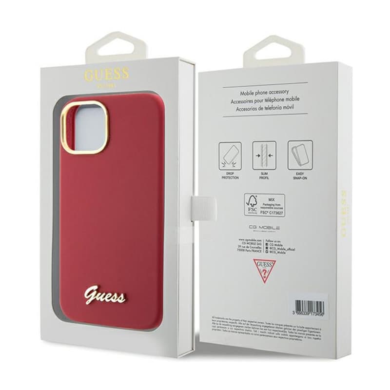 Guess Silicone Script Metal Logo & Frame - iPhone 15 Case (magenta) 8