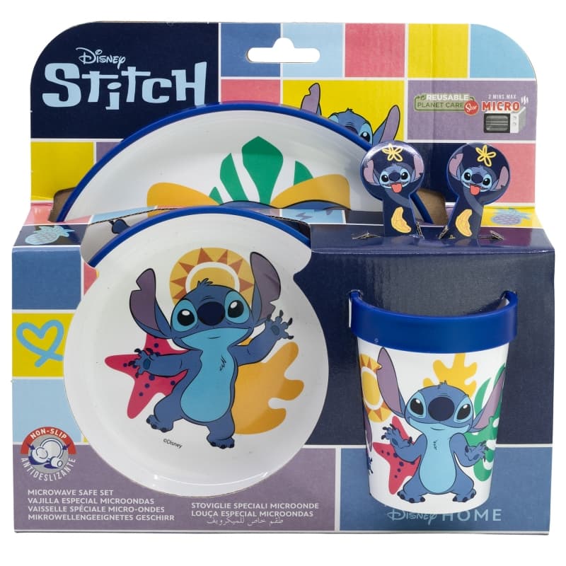 Disney Stitch - Non-slip Microwave Tableware Set 5 pcs (plate, bowl, cup, fork, spoon) 2