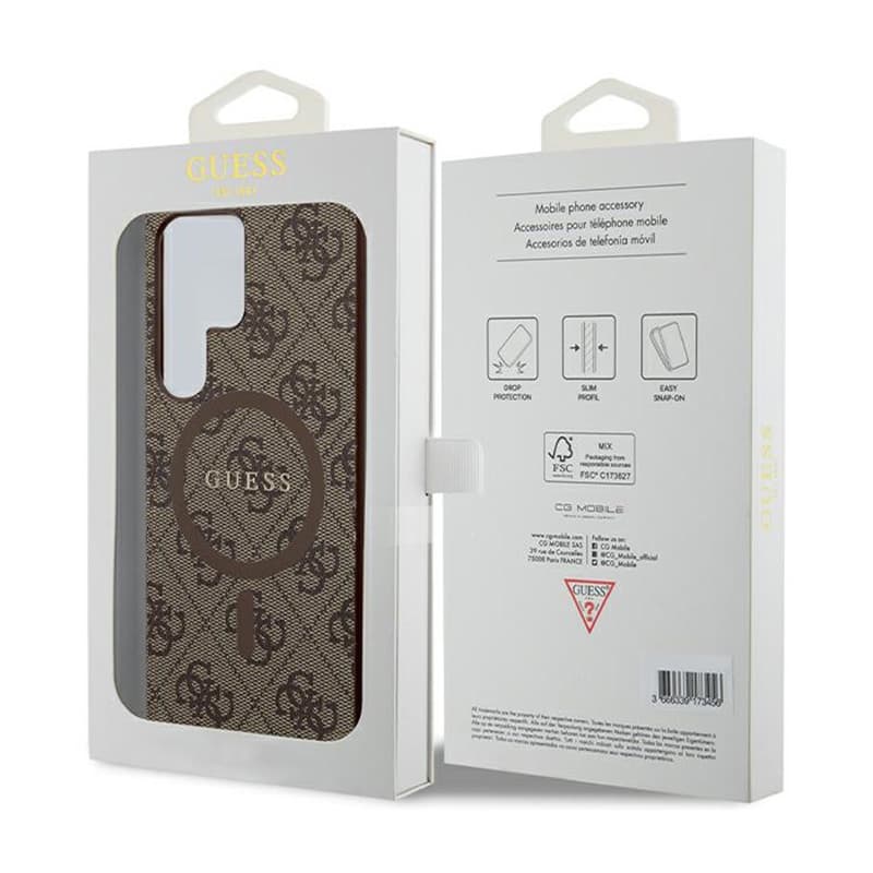 Guess 4G Collection Leather Metal Logo MagSafe - Case Samsung Galaxy S24 Ultra (Brown) 8