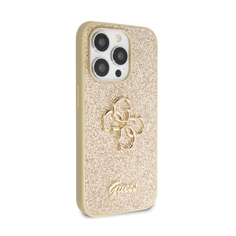 Guess Glitter Script Big 4G - Case for iPhone 14 Pro (Gold) 4