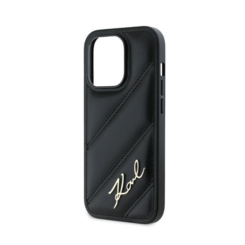 Karl Lagerfeld Diagonal Quilted Script - Case for iPhone 14 Pro (Black) 6