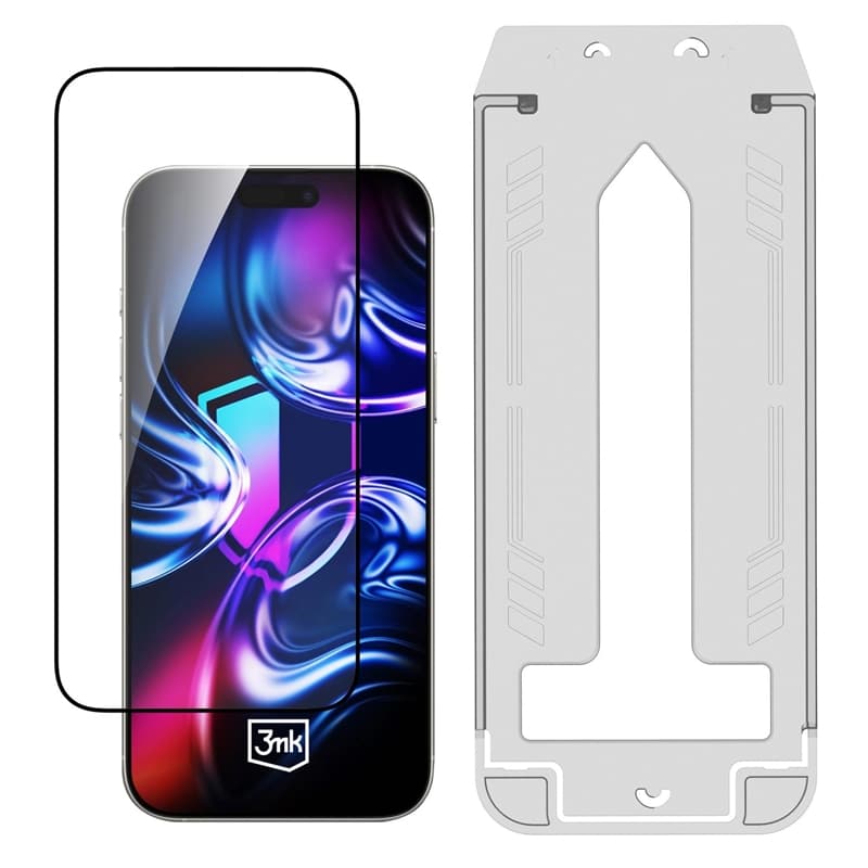 3mk HardGlass Max - Tempered Glass with Applicator for iPhone 16 Pro / iPhone 17 (Black) 3