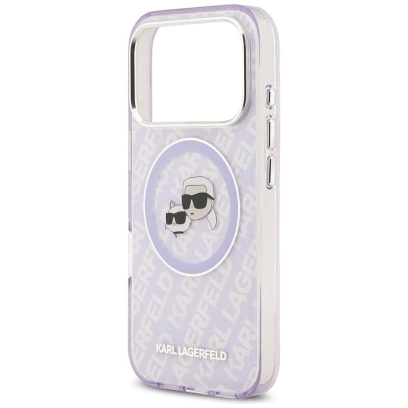 Karl Lagerfeld IML Glitter Karl & Choupette Heads Logo MagSafe - Case for iPhone 17 Pro (purple) 6