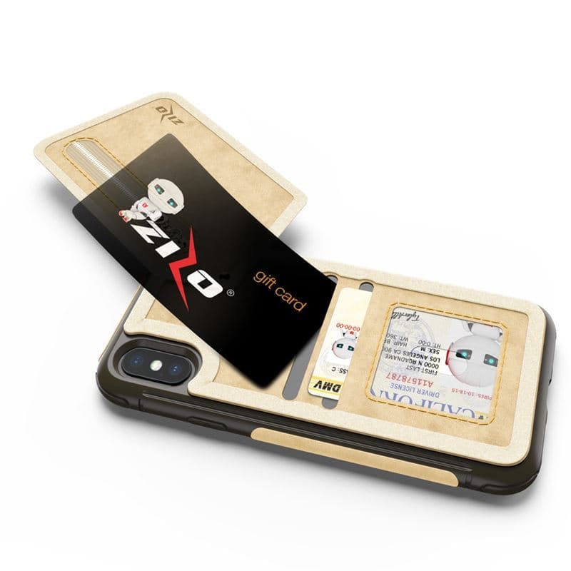 Zizo Nebula Wallet Case - Wallet Back and Zipper Pouch with Tempered Glass Screen Protector for iPhone X (Tan/Brown) 5