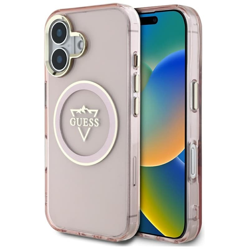 Guess IML Metal Mountain Logo MagSafe - Case for iPhone 16 (pink) 1