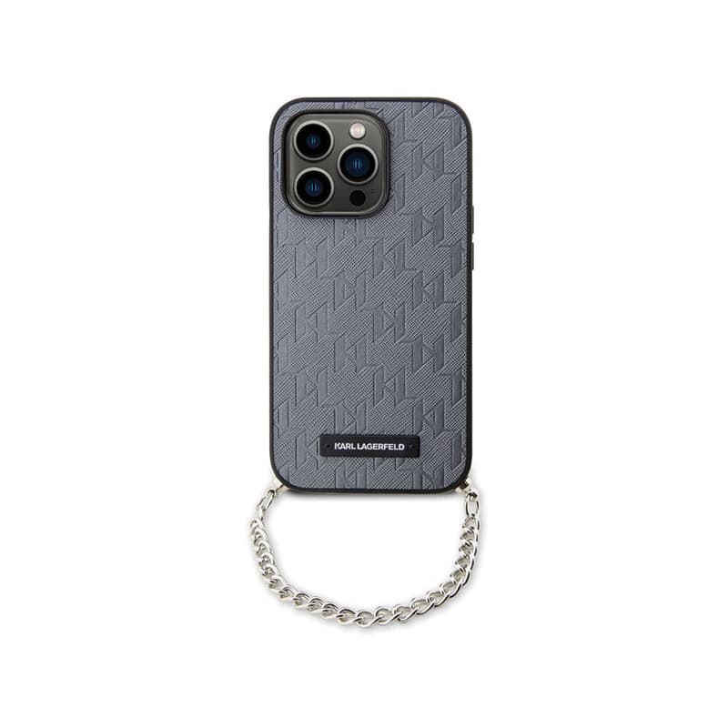 Karl Lagerfeld Saffiano Monogram Chain - Case for iPhone 14 Pro Max (Silver) 2