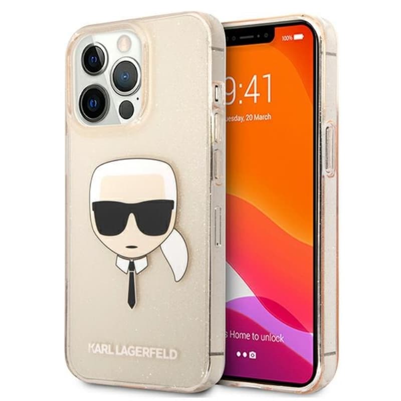 Karl Lagerfeld Karl’s Head Glitter - Case for iPhone 13 Pro (Gold) 1