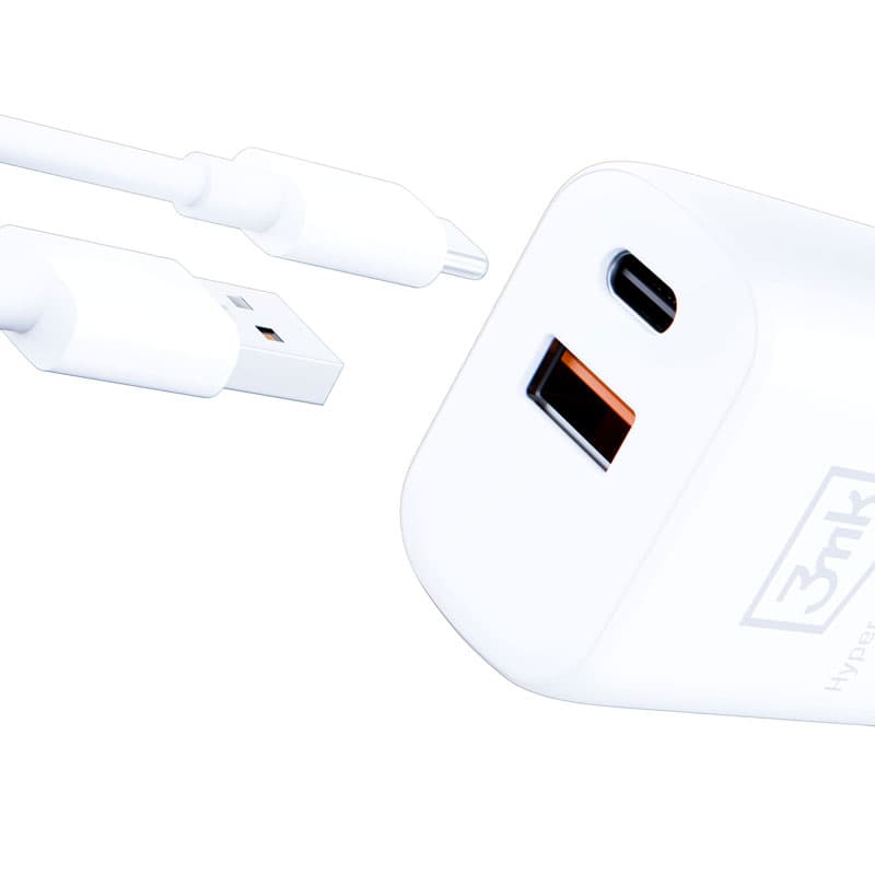 3mk Hyper Charger - USB-A QC 3.0 + USB-C PD 20W mains charger (White) 8