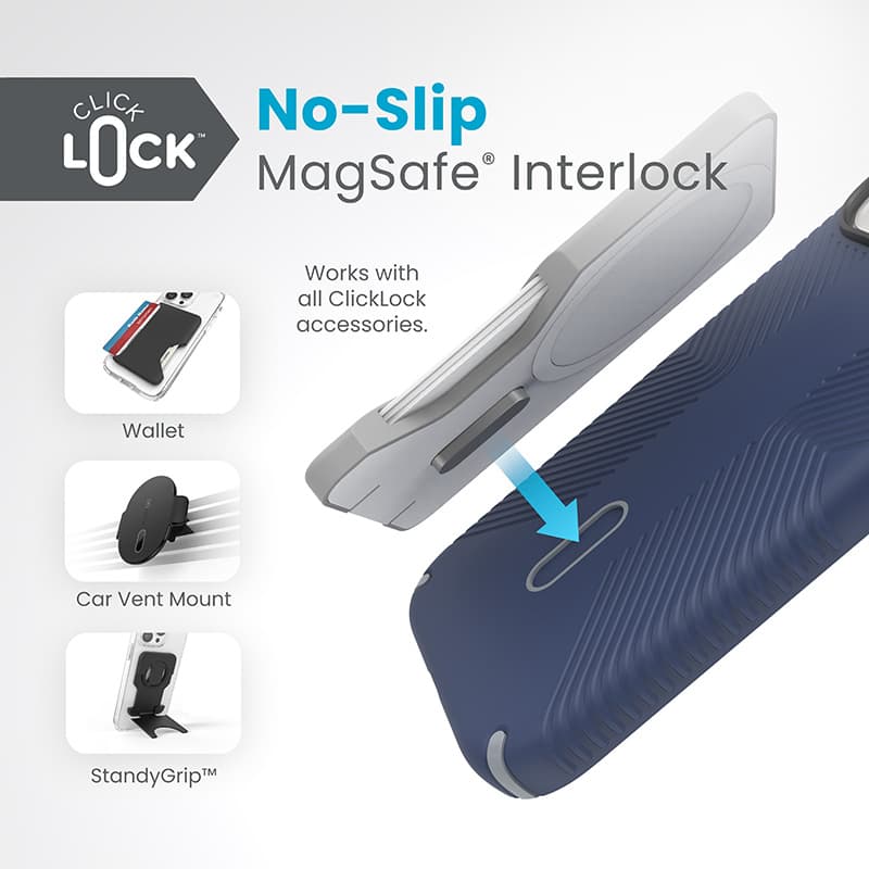 Speck Presidio2 Grip ClickLock & MagSafe - iPhone 17e / 16e / 15 / 14 / 13 Case (Coastal Blue / Dust Gray / White) 2